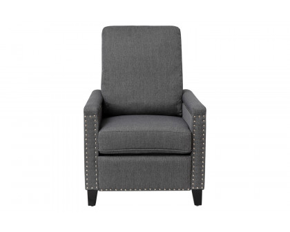 BLNK Carson Transitional Style Fabric Push Back Recliner Chair with Accent Nail Trim - Gray