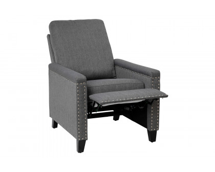 BLNK Carson Transitional Style Fabric Push Back Recliner Chair with Accent Nail Trim - Gray