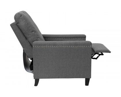 BLNK Carson Transitional Style Fabric Push Back Recliner Chair with Accent Nail Trim - Gray