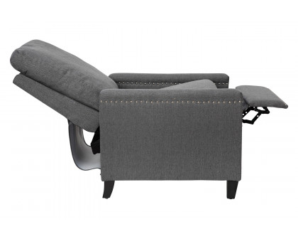 BLNK Carson Transitional Style Fabric Push Back Recliner Chair with Accent Nail Trim - Gray