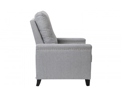 BLNK Carson Transitional Style Fabric Push Back Recliner Chair with Accent Nail Trim - Light Gray