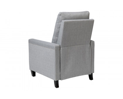 BLNK Carson Transitional Style Fabric Push Back Recliner Chair with Accent Nail Trim - Light Gray