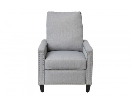 BLNK Carson Transitional Style Fabric Push Back Recliner Chair with Accent Nail Trim - Light Gray