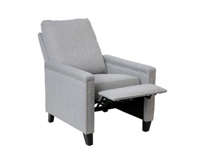 BLNK Carson Transitional Style Fabric Push Back Recliner Chair with Accent Nail Trim - Light Gray