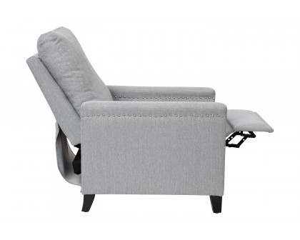 BLNK Carson Transitional Style Fabric Push Back Recliner Chair with Accent Nail Trim - Light Gray