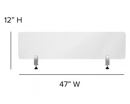 BLNK Halle Clear Acrylic Desk Partition - 12"H x 47"L