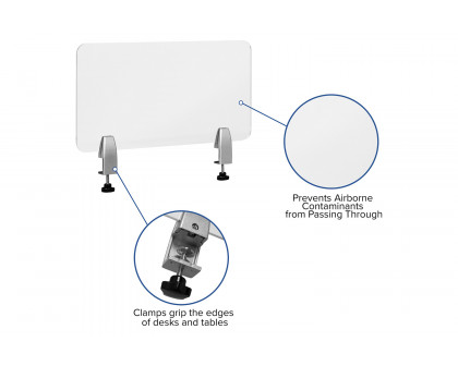 BLNK™ Halle Clear Acrylic Desk Partition - 12"H x 23"L