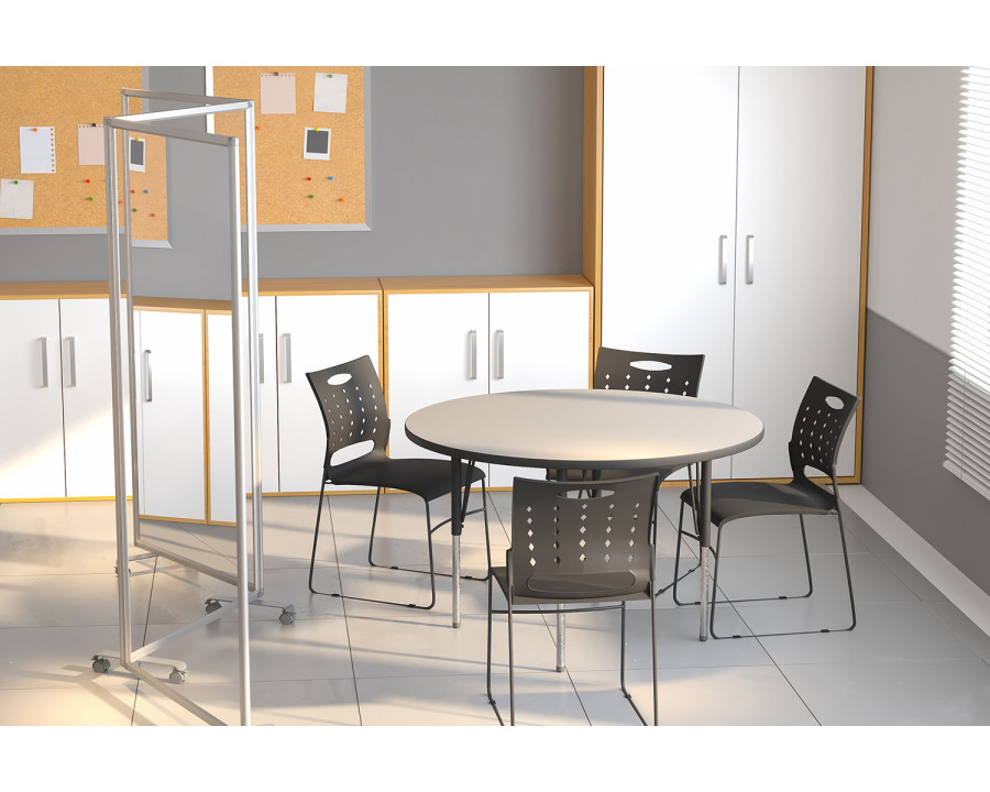 BLNK Raisley 3 Sections Transparent Acrylic Mobile Partition with Lockable Casters - 72"H x 24"L