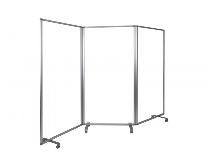 BLNK Raisley 3 Sections Transparent Acrylic Mobile Partition with Lockable Casters