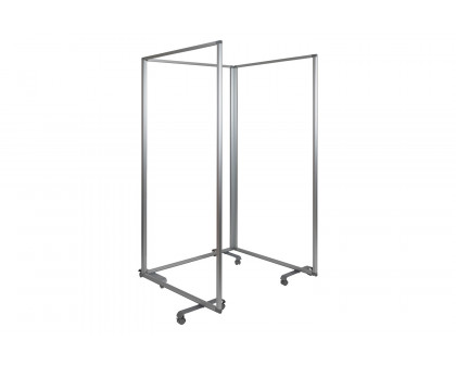 BLNK Raisley 3 Sections Transparent Acrylic Mobile Partition with Lockable Casters - 72"H x 36"L