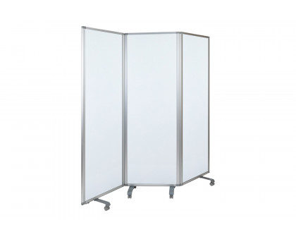 BLNK™ - Raisley 3 Sections Mobile Magnetic Whiteboard Partition with Lockable Casters