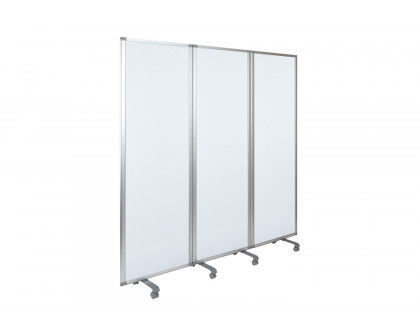 BLNK™ - Raisley 3 Sections Mobile Magnetic Whiteboard Partition with Lockable Casters