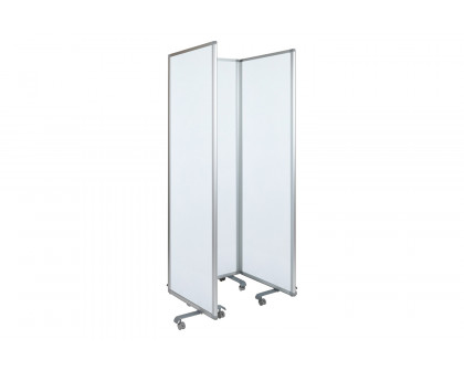 BLNK™ - Raisley 3 Sections Mobile Magnetic Whiteboard Partition with Lockable Casters