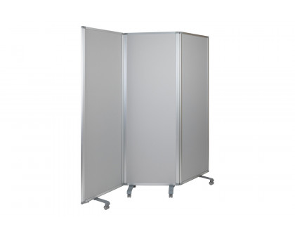 BLNK - Raisley 3 Sections Double Sided Mobile Magnetic Whiteboard/Cloth Partition with Lockable Casters