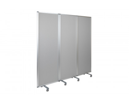 BLNK - Raisley 3 Sections Double Sided Mobile Magnetic Whiteboard/Cloth Partition with Lockable Casters