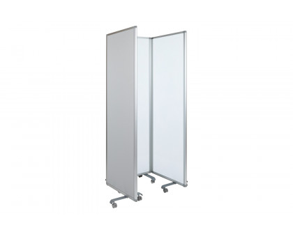 BLNK - Raisley 3 Sections Double Sided Mobile Magnetic Whiteboard/Cloth Partition with Lockable Casters