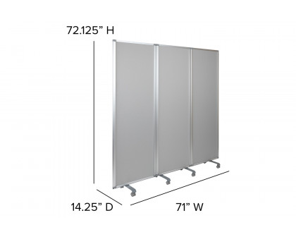 BLNK - Raisley 3 Sections Double Sided Mobile Magnetic Whiteboard/Cloth Partition with Lockable Casters