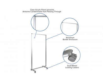 BLNK™ - Raisley Transparent Acrylic Mobile Partition with Lockable Casters