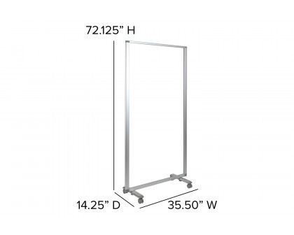 BLNK™ - Raisley Transparent Acrylic Mobile Partition with Lockable Casters