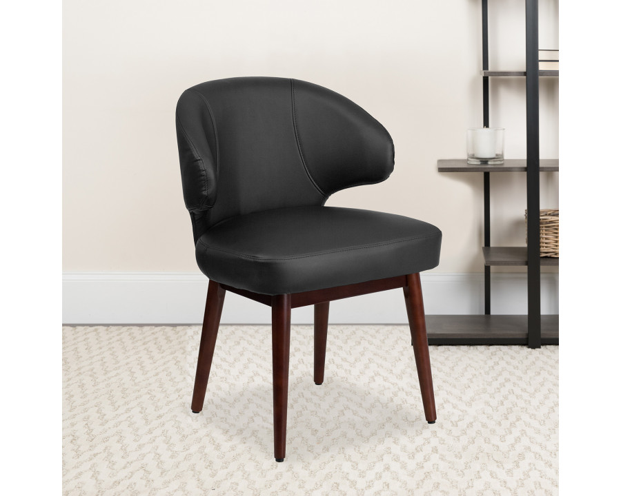 BLNK Comfort Back Series LeatherSoft Side Reception Chair with Walnut Legs - Back