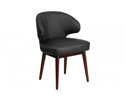 BLNK Comfort Back Series LeatherSoft Side Reception Chair with Walnut Legs - Back