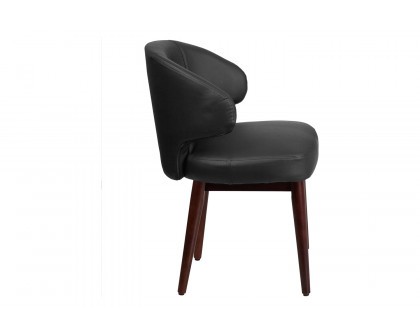 BLNK Comfort Back Series LeatherSoft Side Reception Chair with Walnut Legs - Back