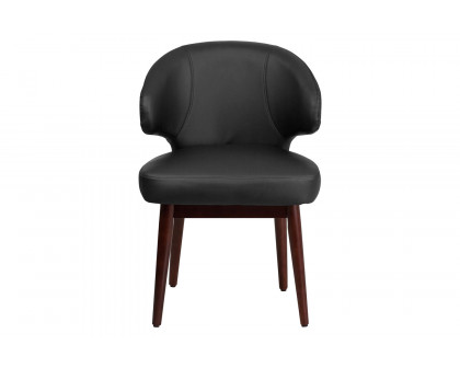 BLNK Comfort Back Series LeatherSoft Side Reception Chair with Walnut Legs - Back