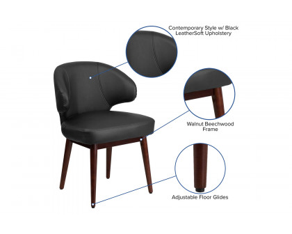 BLNK Comfort Back Series LeatherSoft Side Reception Chair with Walnut Legs - Back