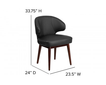 BLNK Comfort Back Series LeatherSoft Side Reception Chair with Walnut Legs - Back