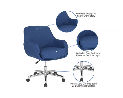 BLNK Rochelle Fabric Mid-Back Home and Office Upholstered Chair - Blue