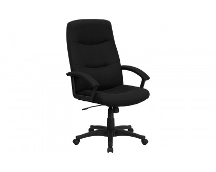 BLNK Rochelle Fabric High-Back Executive Swivel Office Chair with Two Line Horizontal Stitch Back and Arms - Black