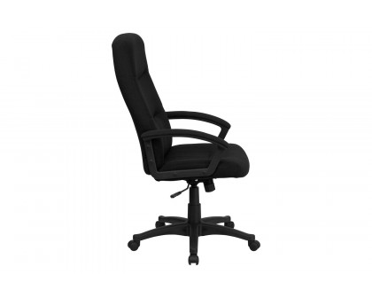 BLNK Rochelle Fabric High-Back Executive Swivel Office Chair with Two Line Horizontal Stitch Back and Arms - Black