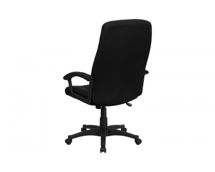 BLNK Rochelle Fabric High-Back Executive Swivel Office Chair with Two Line Horizontal Stitch Back and Arms - Black