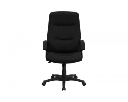 BLNK Rochelle Fabric High-Back Executive Swivel Office Chair with Two Line Horizontal Stitch Back and Arms - Black