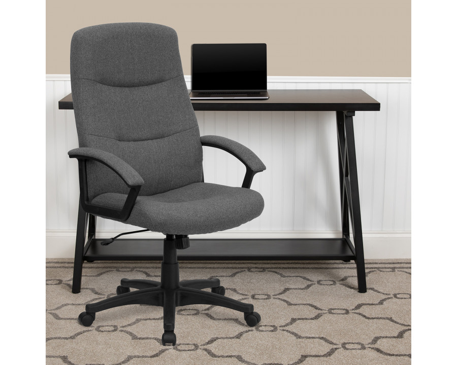 BLNK Rochelle Fabric High-Back Executive Swivel Office Chair with Two Line Horizontal Stitch Back and Arms