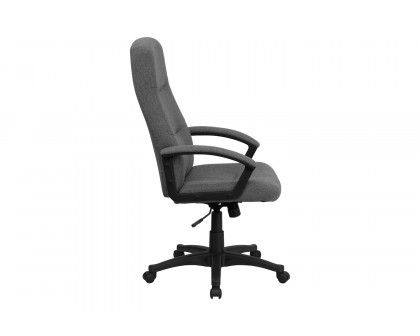 BLNK Rochelle Fabric High-Back Executive Swivel Office Chair with Two Line Horizontal Stitch Back and Arms - Gray