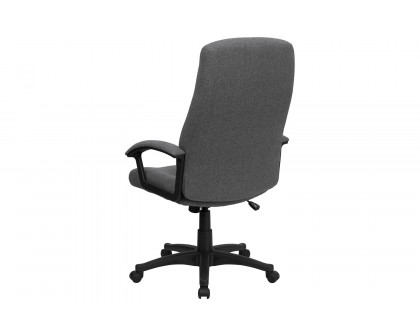 BLNK Rochelle Fabric High-Back Executive Swivel Office Chair with Two Line Horizontal Stitch Back and Arms - Gray