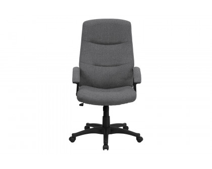 BLNK Rochelle Fabric High-Back Executive Swivel Office Chair with Two Line Horizontal Stitch Back and Arms - Gray