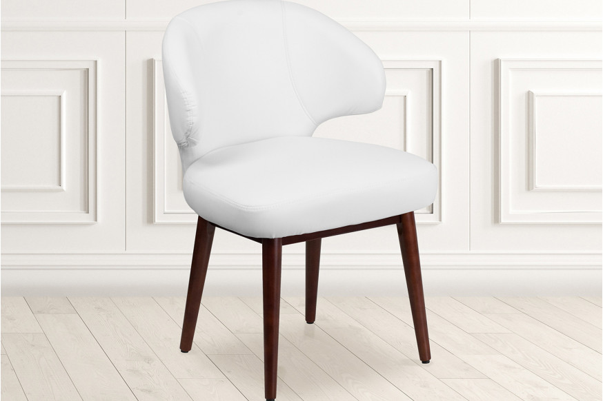 BLNK™ Comfort Back Series LeatherSoft Side Reception Chair with Walnut Legs - White