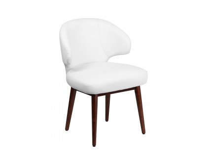 BLNK™ Comfort Back Series LeatherSoft Side Reception Chair with Walnut Legs - White