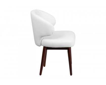 BLNK™ Comfort Back Series LeatherSoft Side Reception Chair with Walnut Legs - White