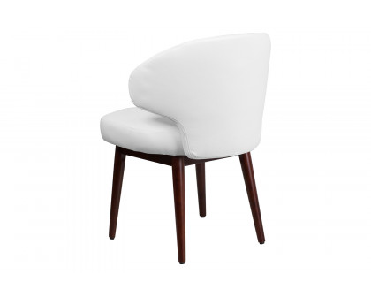 BLNK™ Comfort Back Series LeatherSoft Side Reception Chair with Walnut Legs - White