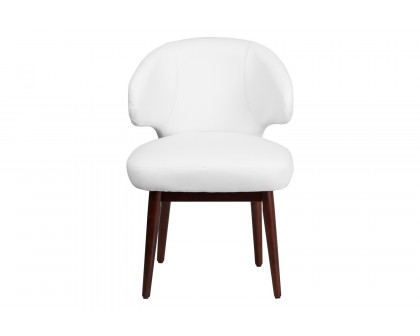 BLNK™ Comfort Back Series LeatherSoft Side Reception Chair with Walnut Legs - White