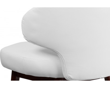 BLNK™ Comfort Back Series LeatherSoft Side Reception Chair with Walnut Legs - White