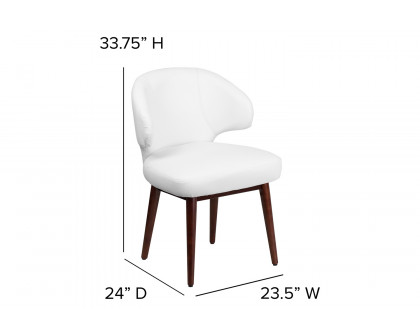 BLNK™ Comfort Back Series LeatherSoft Side Reception Chair with Walnut Legs - White