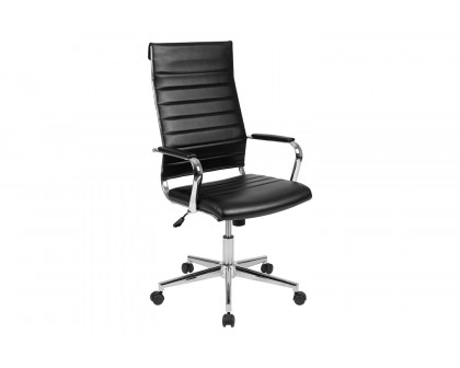 BLNK Hansel LeatherSoft High-Back Contemporary Ribbed Executive Swivel Office Chair - Black