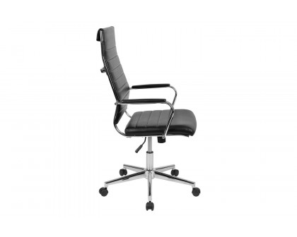 BLNK Hansel LeatherSoft High-Back Contemporary Ribbed Executive Swivel Office Chair - Black