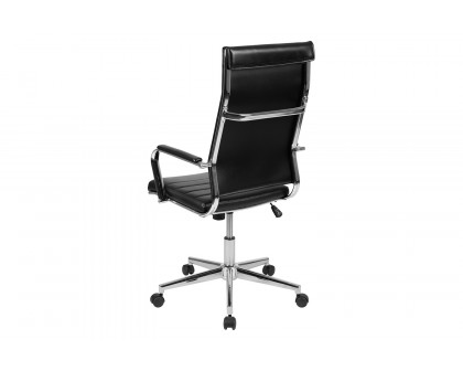 BLNK Hansel LeatherSoft High-Back Contemporary Ribbed Executive Swivel Office Chair - Black