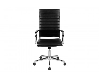 BLNK Hansel LeatherSoft High-Back Contemporary Ribbed Executive Swivel Office Chair - Black