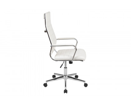 BLNK Hansel LeatherSoft High-Back Contemporary Ribbed Executive Swivel Office Chair - White